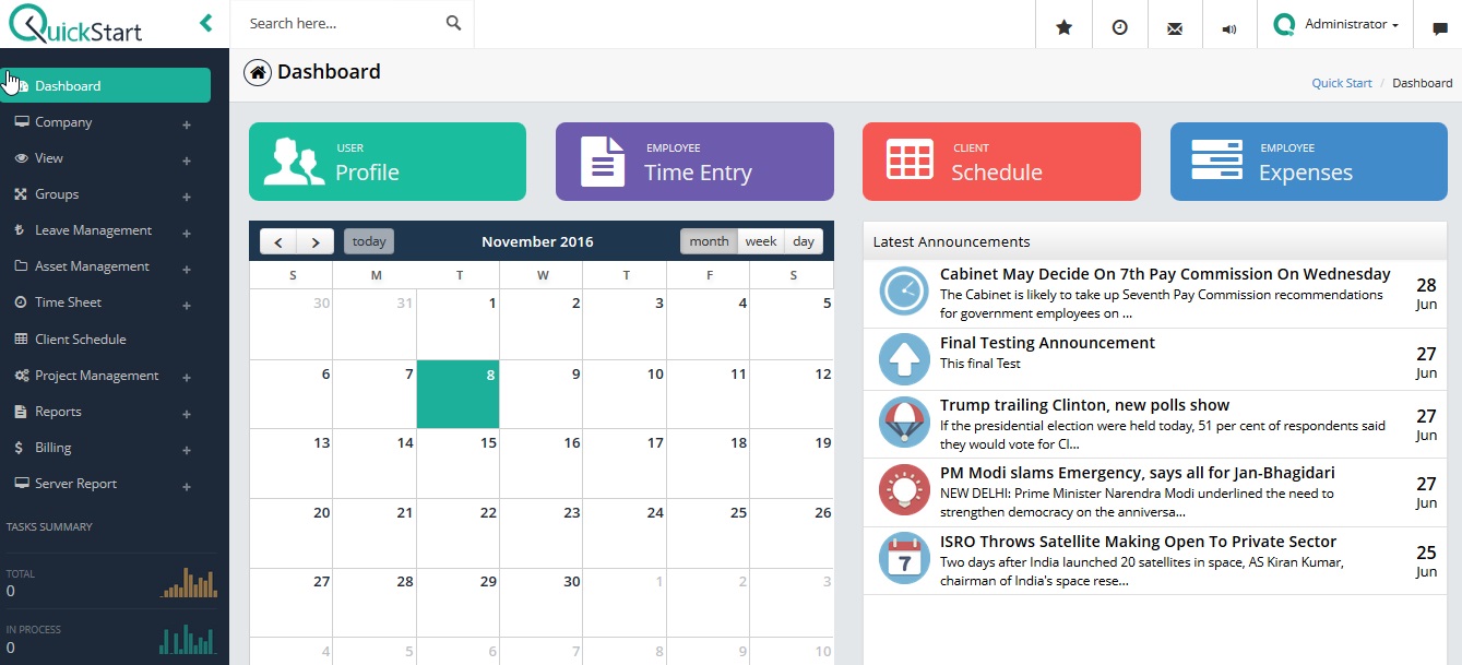 Announcements Management Software | System - QuickStart Admin